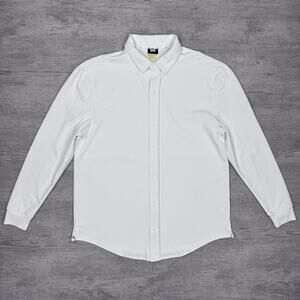 Sz L PXG Men Long Sleeve Golf Apparel White Shirt South Logo Preppy Heavy Weight